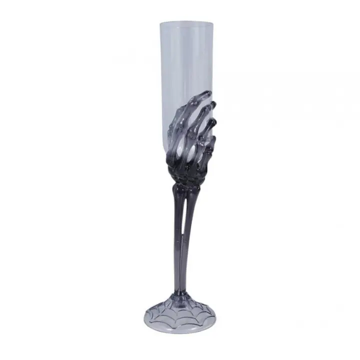 Guirca Copa Transparente con Mano Esqueleto negra de 25 cm - 1