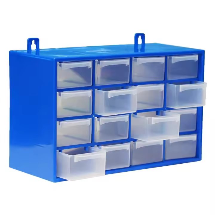 Cajoneras Gavetas Organizadoras Tornillos, Organizador apilable de plástico con 16 cajones para Herramientas pequeñas, Clasificador 16 Compartimiento apilable, Cajonera Multiusos de Material plástico, Clasificador de Cajones - 1