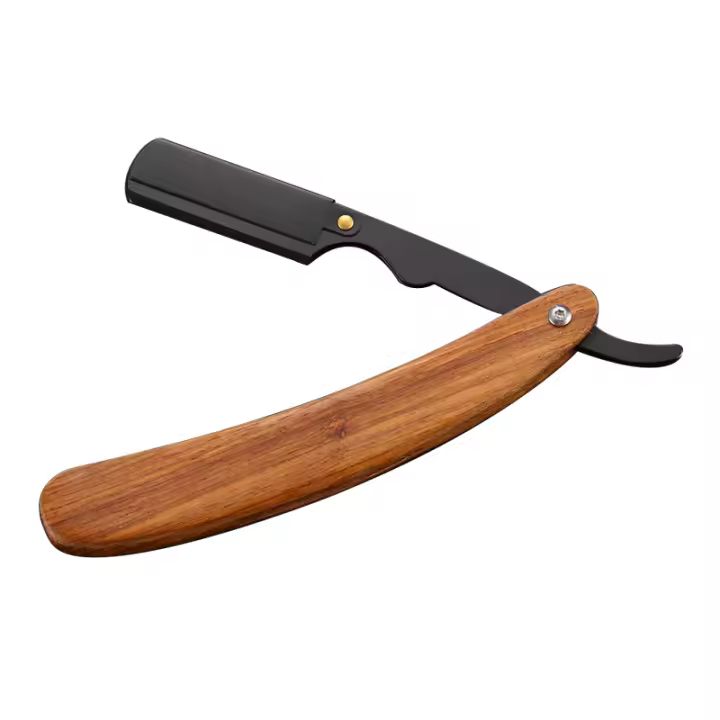 Afeitadora Manual De Madera Y Acero Inoxidable Cuchillo De Afeitar Plegable Para Barbero Profesional Tamaño Compacto Para Rostro Y Bikini - 1