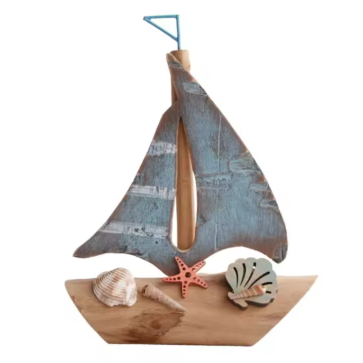 SIGNES GRIMALT Signes Grimalt By SIGRIS - Barco Velero Azul de Madera Maqueta Decorativa 29x7x23cm - 1