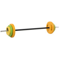 HOMCOM Barra de Pesas Set de Musculación con 6 Discos de Pesos 1,5kg 2,5kg 5 kg Intercambiables para Entrenamiento Fuerza y Brazos en Gimnasio Doméstico 130x28x28 cm Multicolor - details 0