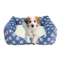 CAMA PARA PERROS - Azul oscuro, estampado de huellas, Raza Mediana, 60x55 cm, Arquivet - details 2