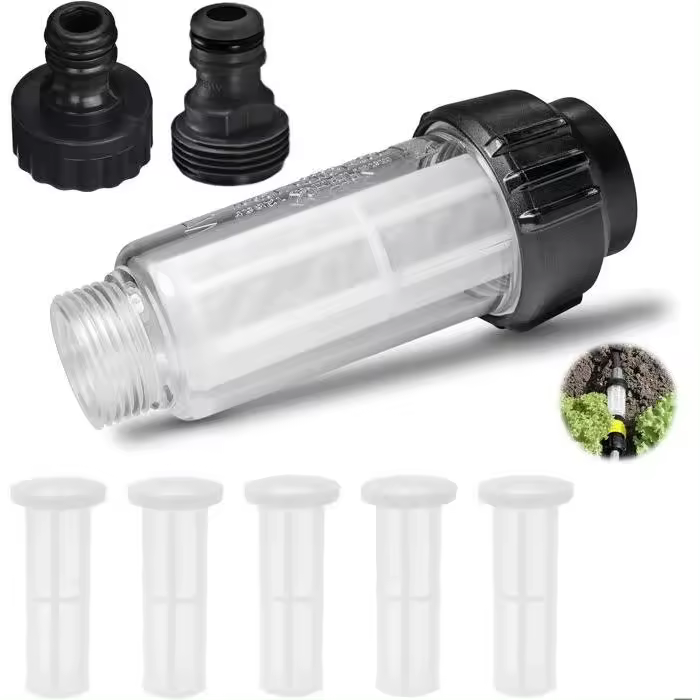 Filter de Agua para hidronavadora (8 Unidades) with 5 insertos y conector de Agua de 3/4 "para todas las hidroexcavadoras. - 1