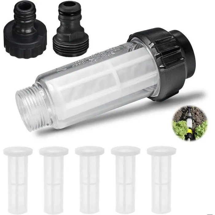 Filter de Agua para hidronavadora (8 Unidades) with 5 insertos y conector de Agua de 3/4 "para todas las hidroexcavadoras. - 1
