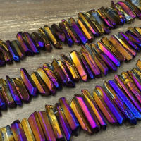 Talismán De Cuarzo Crudo Multicolor De 7.5 Pulgadas Perlas De Cristal De Cuarzo Con Agujero Para La Creación De Joyería DIY - details 6