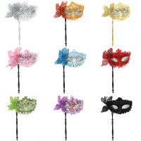 Máscara De Halloween Para Mujer Con Palillo Para Sostener Disfraz De Carnevale Mitad De La Cara Para Fiestas Nocturnas Y Cosplay - details 0