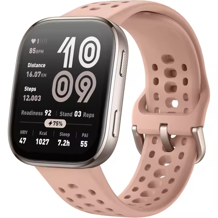 Amazfit Bip 6 Reloj Inteligente 46 mm, batería de 14 días, Pantalla AMOLED 1,97", GPS, mapas, IA, Llamadas y Mensajes de Texto por Bluetooth, rastreador sueño,140+ Modos de Entrenamiento,5 ATM, Rosa - 1