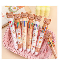10 Colores De Estilo Kawaii Oso Peluche Pluma De Presión Multicolor Para Estudiantes Suministros De Papelería Pluma De Bola De Plástico - details 9