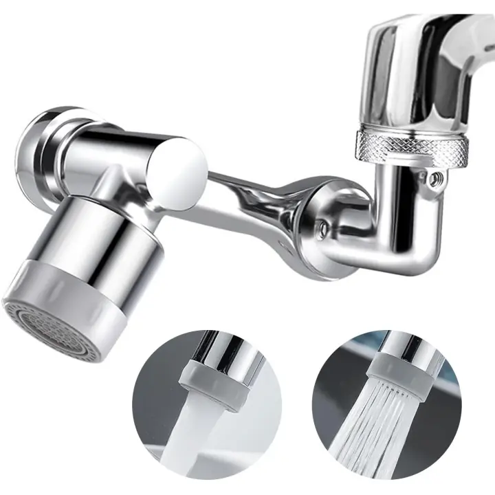 Aireador de grifo, aireador de grifo giratorio de 1080° con 2 funciones de pulverización, aireadores para grifos, extensor universal de grifo de latón macizo, cromado - 1