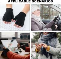 Pack de 12 pares de guantes negros sin dedos de invierno para hombre y mujer, talla única - Ideales para trabajar, ciclismo, deporte, senderismo y montaña - details 1