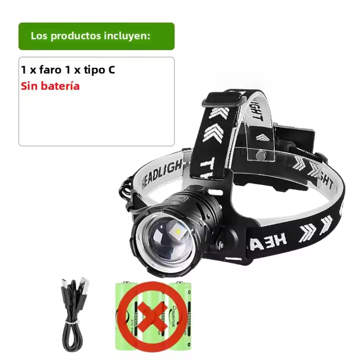 Linterna Frontal Ultra Potente 10000000LM Luz De Advertencia Recargable Por USB Lámpara Super Brillante Para Caza Al Aire Libre - 1