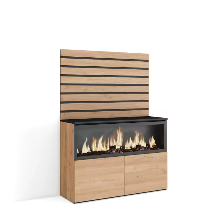 Skraut Home - Aparador - Con almacenamiento - 107x35x145 cm - Dormitorio - Habitación - Muebles de salón - Chimenea eléctrica XXL led efecto fuego 3d - Estilo Moderno - Varios colores disponibles - 1