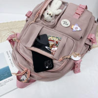 Mochila Kawaii Aesthetic Para Mujer Estudiante Con Accesorios Lindos Bolsa Escolar Japonesa Coreana Rucksack De Nylon Para Adolescentes - details 21