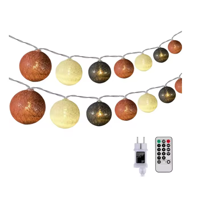 Guirnaldas de Luces de Bolas de Algodón, 5M 20 LED Regulables Guirnaldas de Luces de Bolas de Algodón, Guirnaldas de Luces LED de Interior con Control Remoto y Temporizador para Habitación Infantil,  Verano,Fiesta de Bodas - 1