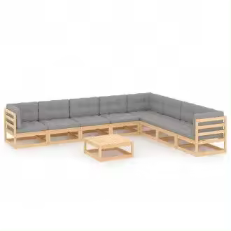 VIDAXL 3076889 conjunto de muebles fabricados en madera para el jardín con cojines de color gris vida xl - 1