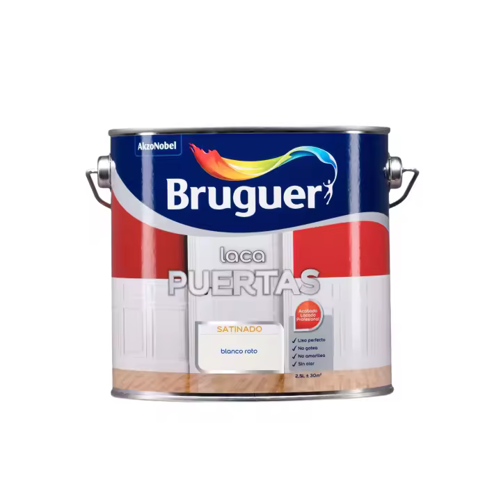BRUGUER-Esmalte Laca Puertas BLANCO ROTO al Agua Satinado 2,5 L - 1