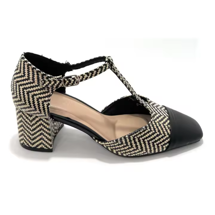 ZAPATOS SALON MUJER PUNTERA TEXTIL TACON - 1