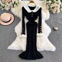 Vestido Largo De Punto Con Volantes YuooMuoo Estilo Francés Romántico Elegante Y Ajustado Para Mujer Con Manga Mariposa Mid-Calf Para Fiesta - details 21