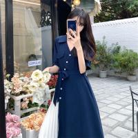 Vestido De Verano Midi Elegante Para Mujer Casual Coreano Dongdaemun Chiffón Vestido A-Line Cuello V Manga Corta Pullover - details 8