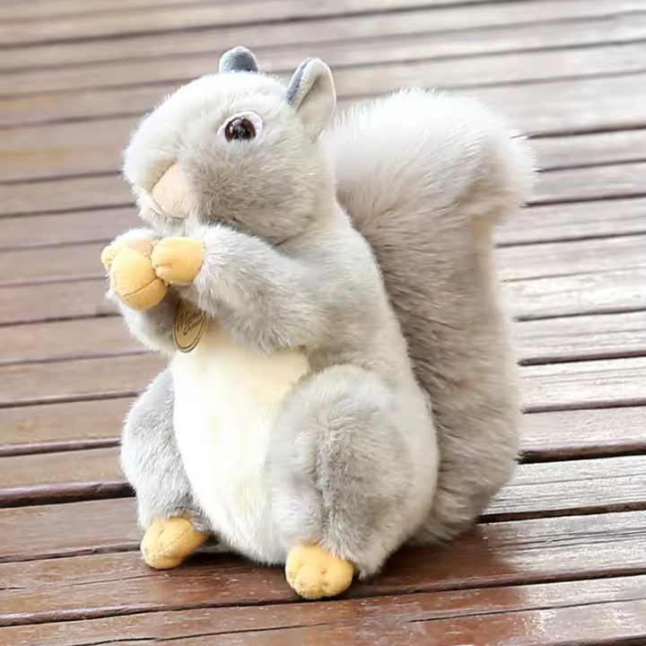 Juguete De Peluche De 20cm Simulación De Ardilla Abrazable Con Castañas Regalo Festivo Para Amigos Y Niños Tipo De Animal: Ardilla Relleno: Algodón PP - 1
