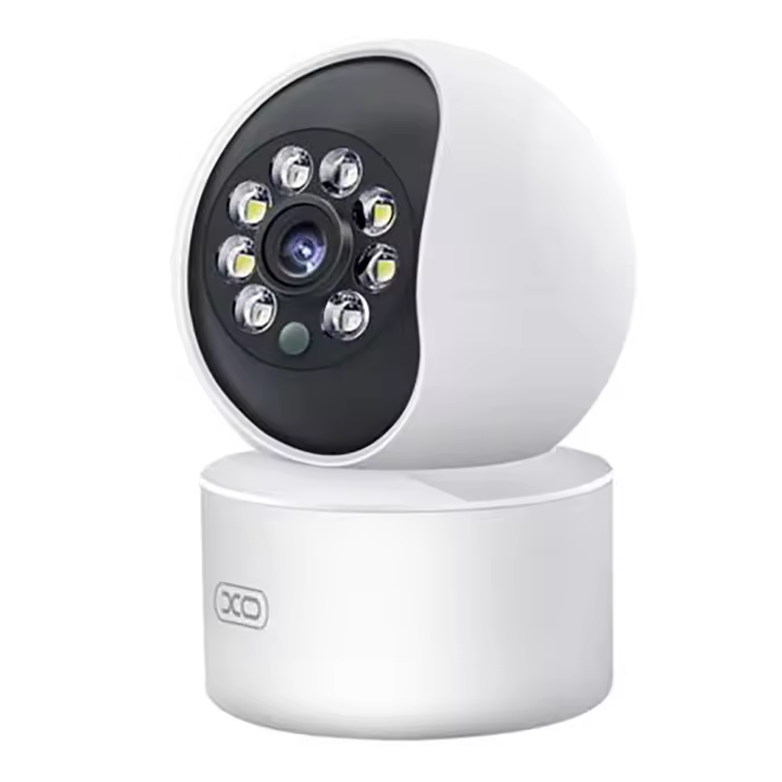 XO Camara de Seguridad Wifi - Resolucion 3mpx 2304x1296 - Deteccion de Movimiento 0-10m - Vision Nocturna - Intercomunicador de Voz - Grabacion en Bucle - Rotacion Ajustable - Soporta MicroSD hasta 128Gb - Color Blanco - 1