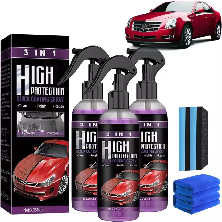 Spray, Revestimiento cerámico, Revestimiento rápido de cerámica para automóvil, Spray de revestimiento rápido para automóvil 3 en 1 de alta protección (3 piezas-30 ml) - 1