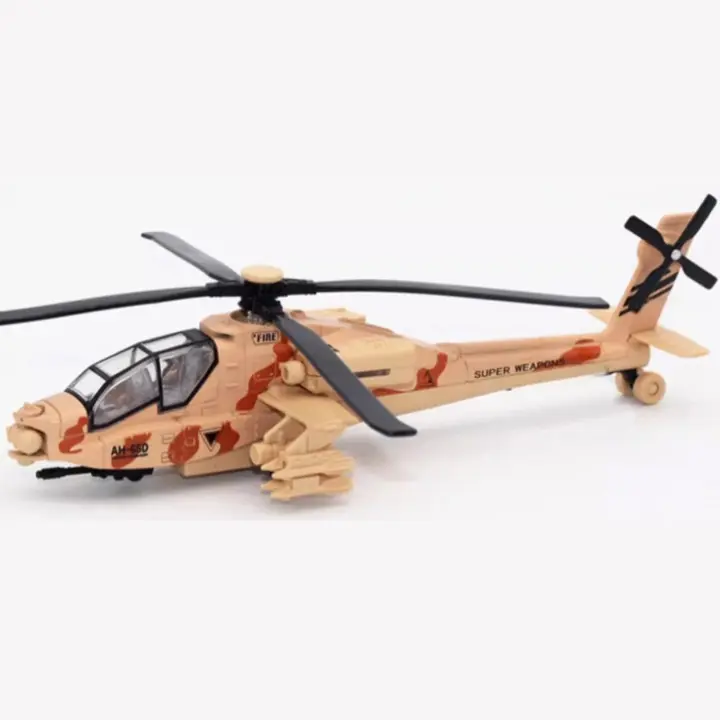 AH-64 Helicóptero De Aleación De Juguete Con Sonido Y Luz Miniatura Auténtica Regalo Ideal Para Niños Divertido Juego Realista - 1