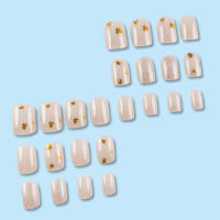 Kit De Uñas Postizas De Presión Para Mujeres Y Niñas 24 Piezas Juego De Uñas Postizas Cortas Cuadradas Con Diseño De Flores Geométricas Y Brillo Moda Oficina - details 63