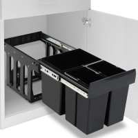 vidaXL Cubo de Basura Extraíble en Armario de Cocina Cierre Suave Papelera Dimensiones 48 x 34.3 x 35.1 cm/ 48 L, 51.8 x 26 x 41.3 cm/ 36 L - details 0