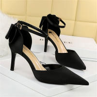 Sandalias Elegantes De Satén Para Mujer Verano Con Nudo De Mariposa Bajo Tacón 8cm 10cm Bota Larga De Boda Rojo Tinto Zapatos Bigtree - details 23