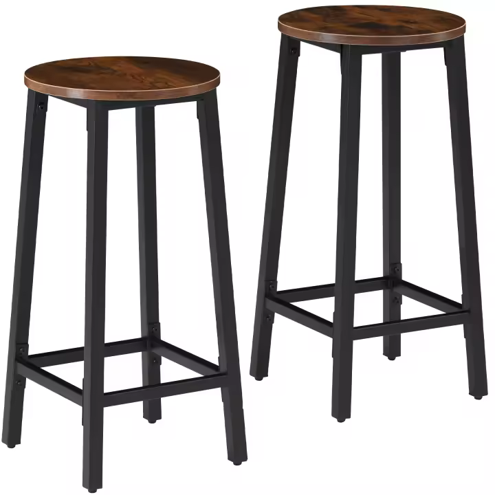Tectake - 2 taburetes de bar Corby | Set de dos taburetes de bar con estilo industrial | Tablero MDF estable con recubrimiento protector de melamina | Estructura de acero sólida y firme con revestimiento en polvo - 1
