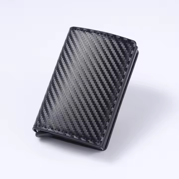 Cartera para hombre con cepillo antirrobo totalmente inspeccionado en Europa y América, cartera con ranura para múltiples tarjetas, tarjetero ultrafino de fibra de carbono - 1