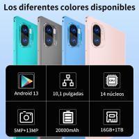 2025 Nueva Versión global de la tableta Android 13 10,1 pulgadas 16GB Ram 1TB ROM 20000mAh Rojo WIFI 14 - details 1