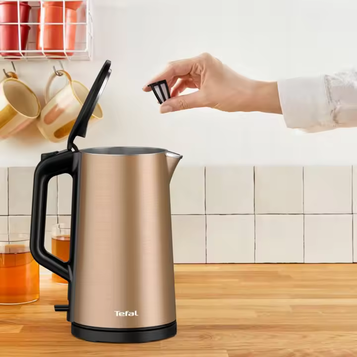 Tefal KI583C Copper Electric Kettle, 1.5L capacity, 2000W power, features replaceable filter, keep warm function, and auto shut-off for safe heating, ideal as an electric water kettle for quick boiling and convenient use. - 1