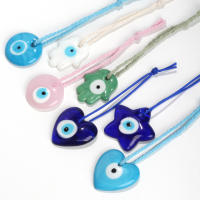 Lucky Eye Glass Drop Aceite Turco Mal De Ojo Colgante De Corazón De Mano De Fatima Para Puerta De Cuerda Tejida Joyería Para Hombres Y Mujeres Llavero De Moda - details 3