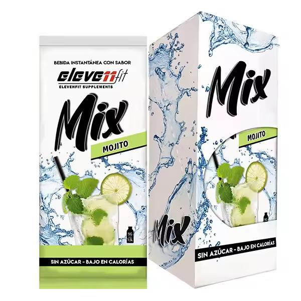 Eleven Fit Mix Instantáneo, Caja de 12 Sobres Sabor Mojito - Prepara 1.5L de Bebida Saludable - Sin Azúcar, Baja en Calorías y Carbohidratos - Ideal para Agua/Leche, Cocinar y Preparar Postres - Mejora tu Dieta - Apto para Adultos y Niños - 1