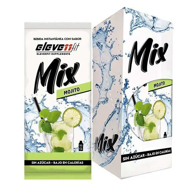 Eleven Fit Mix Instantáneo, Caja de 12 Sobres Sabor Mojito - Prepara 1.5L de Bebida Saludable - Sin Azúcar, Baja en Calorías y Carbohidratos - Ideal para Agua/Leche, Cocinar y Preparar Postres - Mejora tu Dieta - Apto para Adultos y Niños - 1
