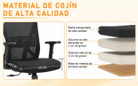 Silla Oficina Ergonómica, Silla de Escritorio con Reposacabezas Ajustable, Reposabrazos, Soporte Lumbar, Altura Regulable y Oscilación de 90°-120°, Silla Giratoria Capacidad de Peso 150kg - details 1