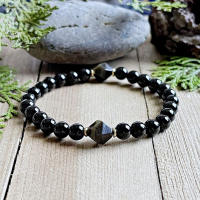 Pulsera De Obsidiana Y Turmalina Negra 1 Pieza Regalo Ideal Para Hombres Y Mujeres Adorno De Moda Unisex - details 1