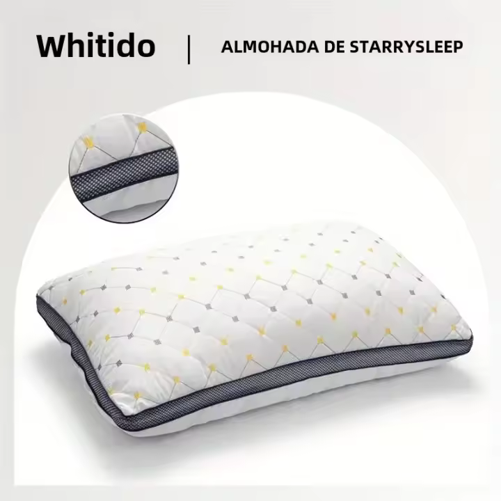 Almohada De Fibra De Poliéster 100% Con Bordado De Estrellas Para Protección Del Cuello Rebound Rápido No Se Deforma Fácilmente No Colapsa - 1