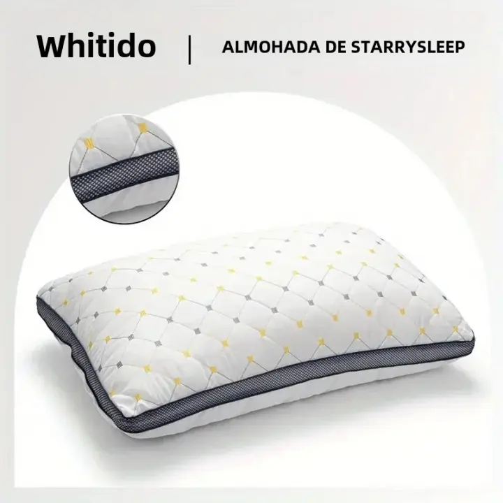 Almohada De Fibra De Poliéster 100% Con Bordado De Estrellas Para Protección Del Cuello Rebound Rápido No Se Deforma Fácilmente No Colapsa - 1