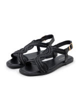 Sandalias Mujer Planas con tira trenzada piedras - details 0