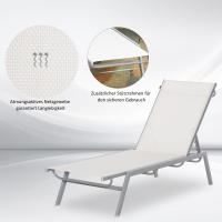 Tumbona de Jardín con cojeo regulable en 5 posiciones Malla metálica Blanco crema170x58x97cmPara Terrazas y balcones - details 5