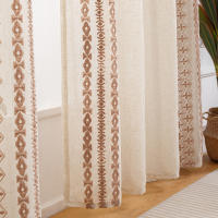 Cortinas De Linen Texturizado Vintage Con Estampado Floral Y Rayado Para Sala De Estar 63 Pulgadas Largas Estilo Bohemio Y Caserío - details 2
