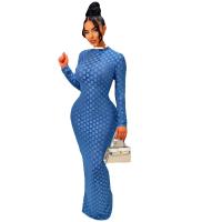 Vestido Elegante De Mujer Con Mangas Largas Y Cuello Redondo Estampado En Cuadros Ajustado Hasta La Cintura De Fiesta Vintage Vestido Largo Para Club Y Fiestas - details 12
