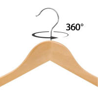 Aicasa Perchas de Madera para Trajes, Color Blanco y Madera , Hombros con Muescas, Antideslizantes para Chaquetas, Camisas, Pantalones, abrigos，Gancho Giratorio de 360°, Pack 6/12/24/48 Unidades - details 1