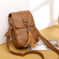 Bolso De Hombro De Cuero PU Con Borla Moda Para Mujer Bolsa Bandolera Casual Con Bolsillo Para Teléfono Móvil - details 13