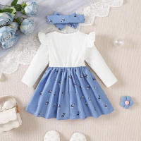2PCS Vestido De Princesa Para Bebé Girla 0-2 Años Con Manga Larga Estampado De Flores Gran Lazo Vestido De Moda Para Bebé Niña Otoño - details 17