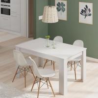 Meimon Mesa de comedor extensible KENDRA en color Blanco Artik, fabricada en tablero de partículas melaminizado TIPO E1 con cantos de PVC, apertura mediante guías metálicas, tacos ABS y cierre metálico; medidas 140-190x90x78 cm - details 2