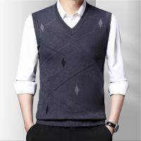 Suéter De Casual Para Hombre Chaqueta Sin Mangas Gruesa Para Otoño E Invierno Suéter De Lana Técnica Estilo Inteligente Con Patrón Geométrico - details 5